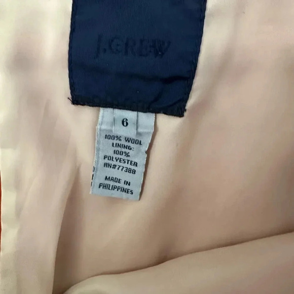 J. CREW 100% Wool Size 6 Burnt Orange‎ Pencil Skirt Fabric Button Tabs - Picture 2 of 3